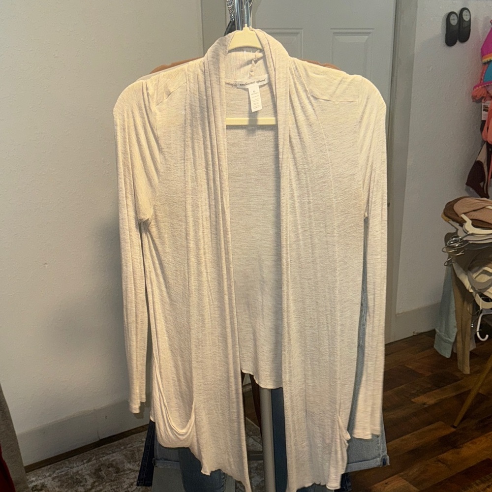 Cream Open Front Cardigan